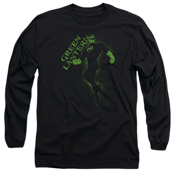 Black men's long sleeve t-shirt with Green Lantern Lantern Darkness graphic