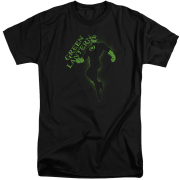 Black men's tall fit t-shirt with Green Lantern Lantern Darkness graphic
