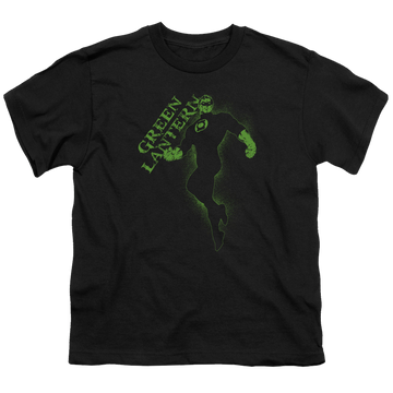 Black youth t-shirt for ages 8 to 12 with Green Lantern Lantern Darkness graphic
