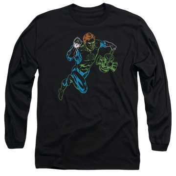 Black men's long sleeve t-shirt with Green Lantern Neon Lantern graphic