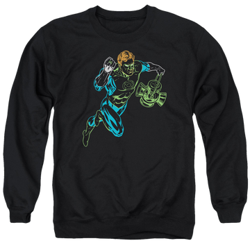 Black men's crewneck sweatshirt with Green Lantern Neon Lantern graphic