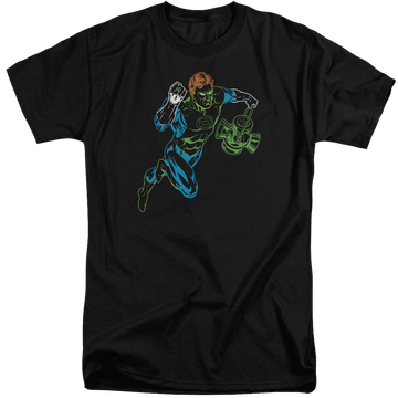Black men's tall fit t-shirt with Green Lantern Neon Lantern graphic