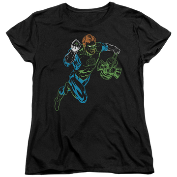 Black women's t-shirt with Green Lantern NEON LANTERN graphic