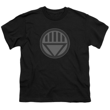 Black youth t-shirt for ages 8 to 12 with Green Lantern Black Symbol graphic
