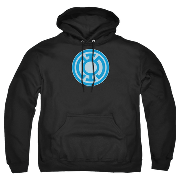 Black pullover hoodie with Green Lantern Blue Symbol graphic