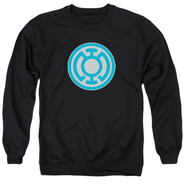 Black men's crewneck sweatshirt with Green Lantern Blue Symbol graphic
