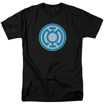 Black men's regular fit t-shirt with Green Lantern Blue Symbol graphic