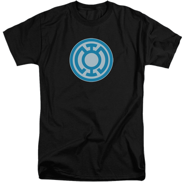 Black men's tall fit t-shirt with Green Lantern Blue Symbol graphic