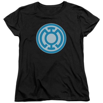 Black women's t-shirt with Green Lantern Blue Symbol graphic