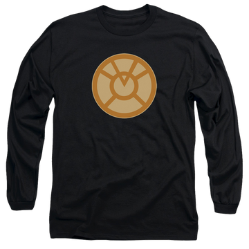 Black men's long sleeve t-shirt with Green Lantern Orange Symbol graphic