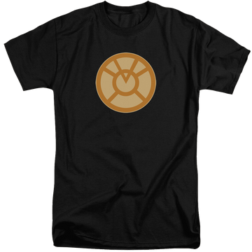 Black men's tall fit t-shirt with Green Lantern Orange Symbol graphic