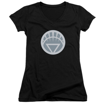 Black juniors v-neck t-shirt with Green Lantern White Symbol graphic