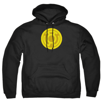 Black pullover hoodie with Green Lantern Yellow Symbol graphic