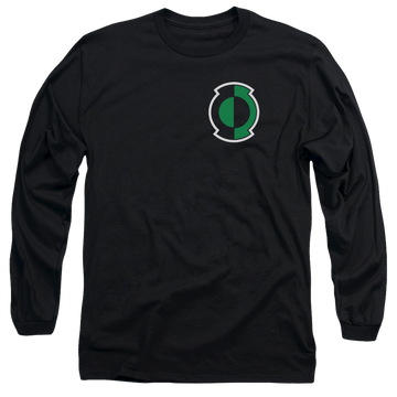 Black men's long sleeve t-shirt with Green Lantern Kyle Logo graphic