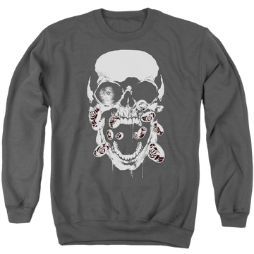 Charcoal men's crewneck sweatshirt with Green Lantern Black Lantern Skull graphic