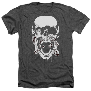Charcoal men's heather t-shirt with Green Lantern Black Lantern Skull graphic