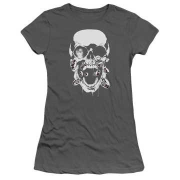 Charcoal juniors t-shirt with Green Lantern Black Lantern Skull graphic