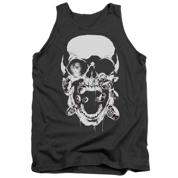 Charcoal men's tank with Green Lantern Black Lantern Skull graphic