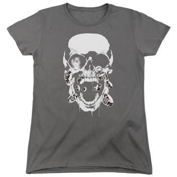 Charcoal women's t-shirt with Green Lantern Black Lantern Skull graphic