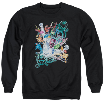 Black men's crewneck sweatshirt with Green Lantern Lanterns Unite graphic