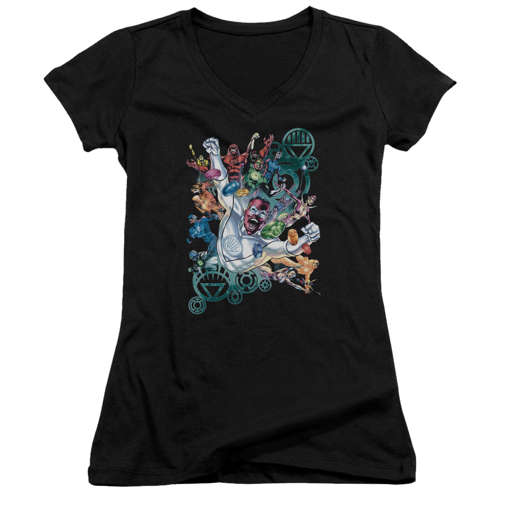 Green Lantern Lanterns Unite - Juniors V-Neck T-Shirt Juniors V-Neck T-Shirt Green Lantern   