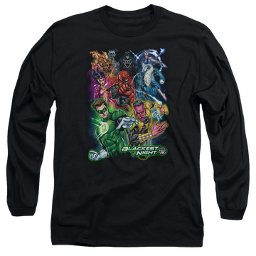Black men's long sleeve t-shirt with Green Lantern Blackest Group graphic