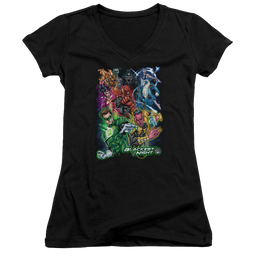 Green Lantern Blackest Group - Juniors V-Neck T-Shirt Juniors V-Neck T-Shirt Green Lantern   