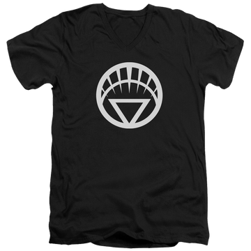 Black men's v-neck t-shirt with Green Lantern White Emblem graphic