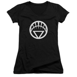 Green Lantern White Emblem - Juniors V-Neck T-Shirt Juniors V-Neck T-Shirt Green Lantern   
