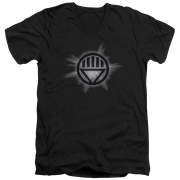 Black men's v-neck t-shirt with Green Lantern Black Glow graphic