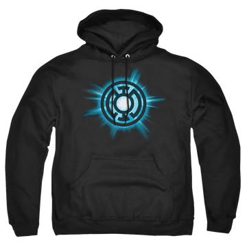 Black pullover hoodie with Green Lantern Blue Glow graphic