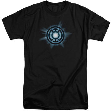Black men's tall fit t-shirt with Green Lantern Blue Glow graphic