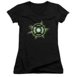 Green Lantern Green Glow - Juniors V-Neck T-Shirt Juniors V-Neck T-Shirt Green Lantern   