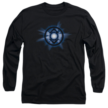 Black men's long sleeve t-shirt with Green Lantern Indigo Glow graphic