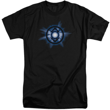 Black men's tall fit t-shirt with Green Lantern Indigo Glow graphic