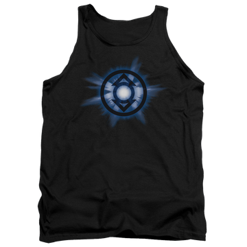 Black men's tank with Green Lantern Indigo Glow graphic