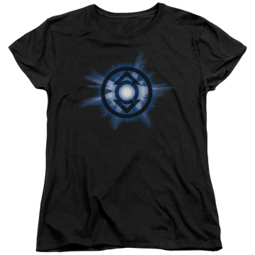 Black women's t-shirt with Green Lantern Indigo Glow graphic