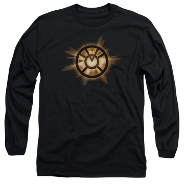 Black men's long sleeve t-shirt with Green Lantern Orange Glow graphic