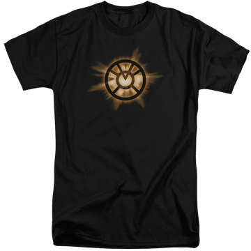 Black men's tall fit t-shirt with Green Lantern Orange Glow graphic