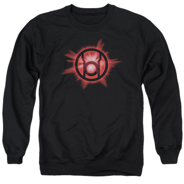 Black men's crewneck sweatshirt with Green Lantern Red Glow graphic