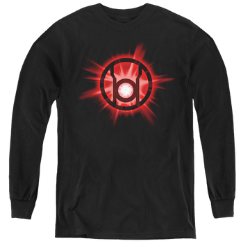 Black youth long sleeve t-shirt with Green Lantern Red Glow graphic