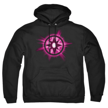 Black pullover hoodie with Green Lantern Sapphire Glow graphic