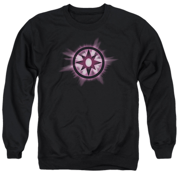 Black men's crewneck sweatshirt with Green Lantern Sapphire Glow graphic