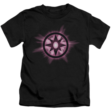Black kid's t-shirt for ages 4 to 7 with Green Lantern Sapphire Glow graphic