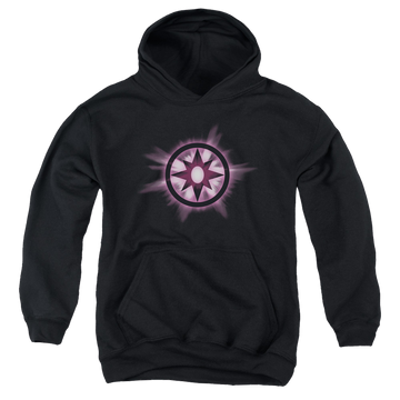 Black youth hoodie for ages 8 to 12 with Green Lantern Sapphire Glow graphic