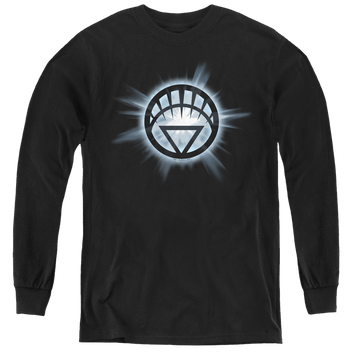 Black youth long sleeve t-shirt with Green Lantern White Glow graphic