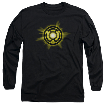 Black men's long sleeve t-shirt with Green Lantern Yellow Glow graphic