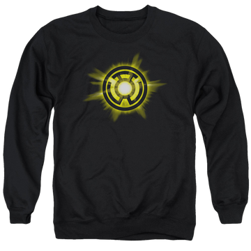 Black men's crewneck sweatshirt with Green Lantern Yellow Glow graphic