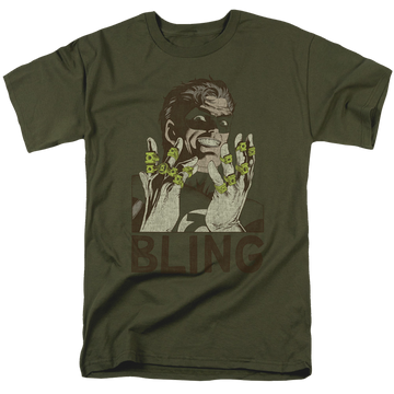 Military green men's regular fit t-shirt with Green Lantern Bling graphic