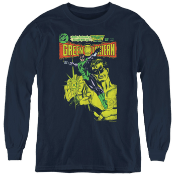 Navy youth long sleeve t-shirt with Green Lantern Vintage Cover graphic